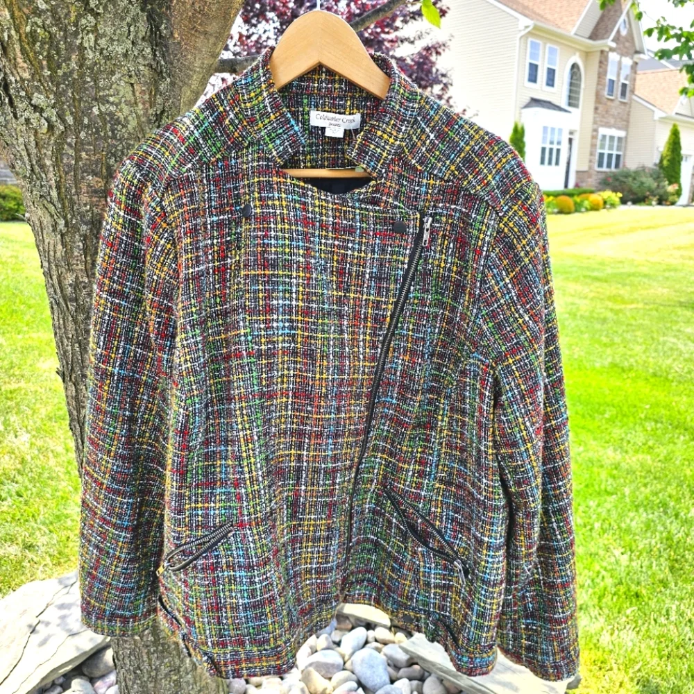 Coldwater Creek Vibrant Tweed Jacket Cardigan - Picture 2 of 6
